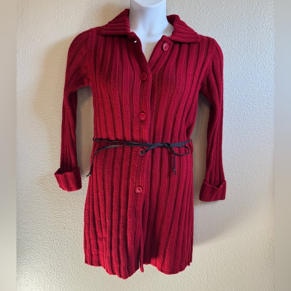 MIXIT Red Ribbed Button-Front Sweater Dress/Cardigan – Size Small
